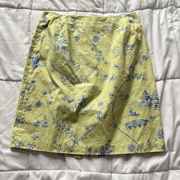 Talbots Dresses & Skirts - Vintage 90s Mini Skirt Womens 10 Green Oriental Geishas Birds Fairy Whimsy Y2K